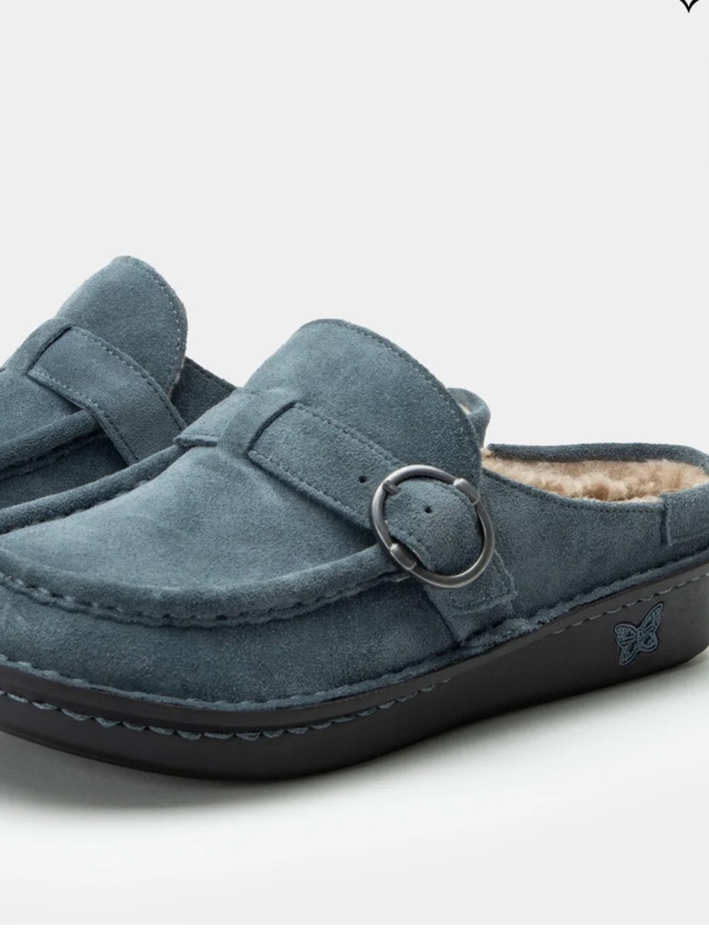Alegria Brigid Suede Clogs Size 38 USA 8 Colorway Gray Blue
